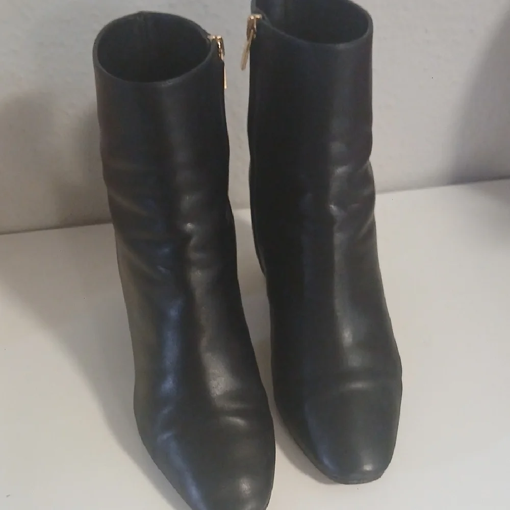 Salvatore Ferragamo Black Ankle‎ Booties with Gold Zipper